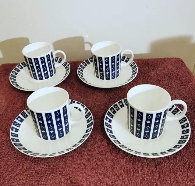 Rare Immaculate Susie Cooper Wedgwood Mercury Coffee Cups & Saucers X 4