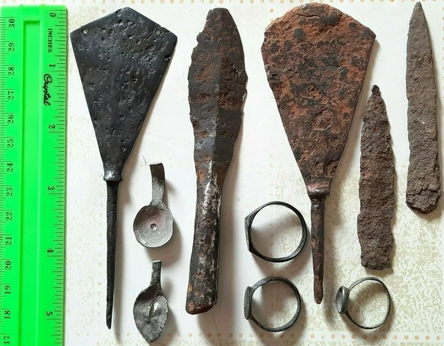 Vintage Dart gossip Arrowhead tip Knife Ring Axe Spear Ritual antique Viking Set