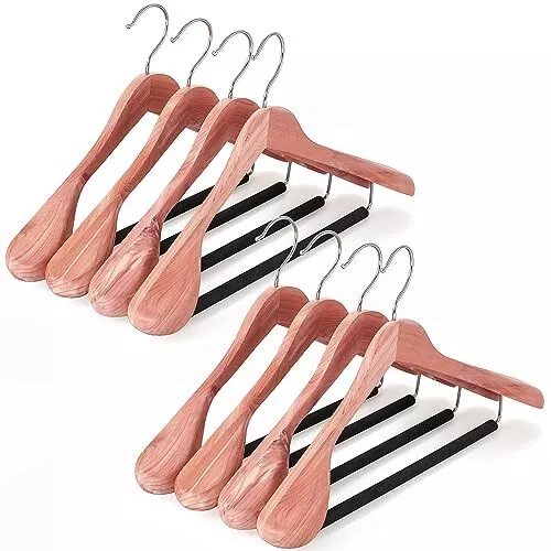 Unfinished American Red Cedar Wood Coat Suit Hangers, Luxury Wooden Jacket Cl...