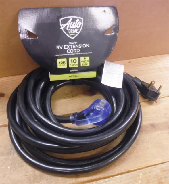 Auto Drive 30 Amp RV Exrension Cord 30ft-10ga Built In Power Indicator *nd05