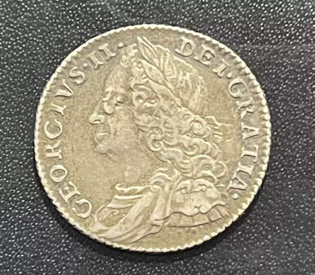 Great Britain 1757 6 Pence Silver Coin: George II Great Britain 1757 6 Pence Silver Coin: George II