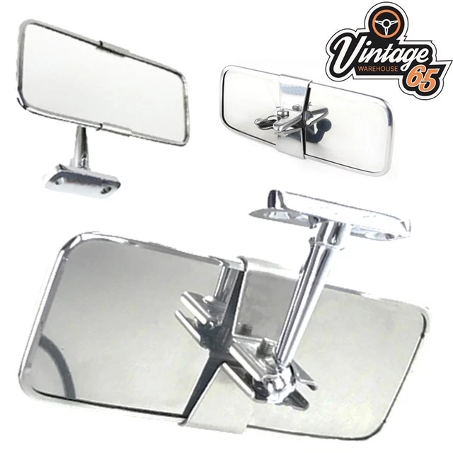 CLASSIC CAR RECTANGULAR Stainless Steel Rear View Interior Mirror Screw ...