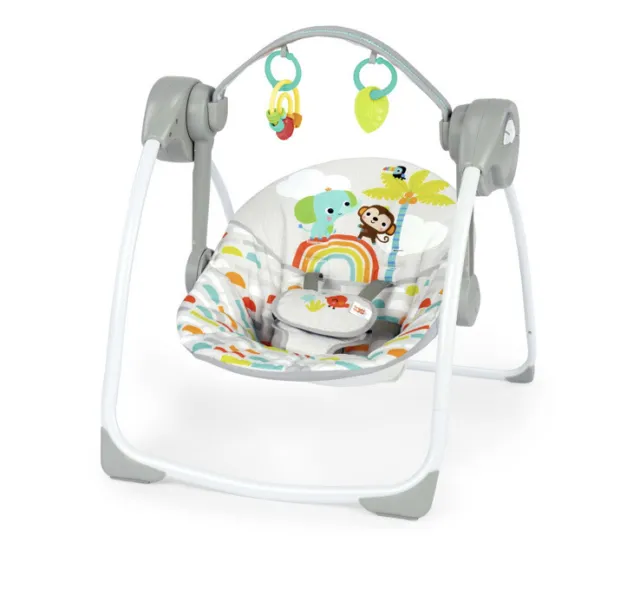 Bright Starts Playful Paradise Portable Compact Baby Swing with toys