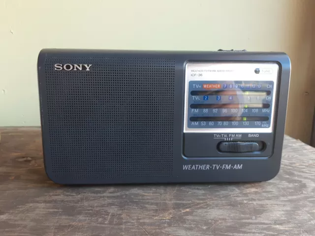 Sony ICF-36 Portable AM/FM/TV/Weather Band Radio AC/DC Antenna Tested WORKING!
