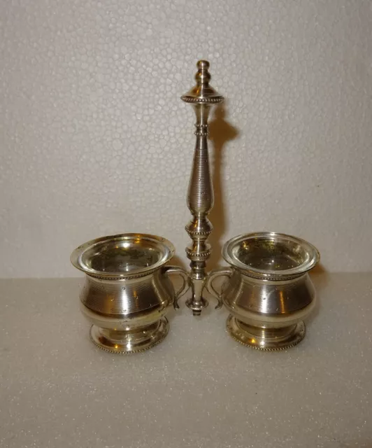 ANCIENNE SALIERE POIVRIERE DE TABLE EN METAL ARGENTE FIN 19 ème DEBUT 20 ème
