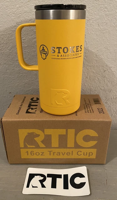RTIC 16 oz Stainless Steel Travel Coffee Cup Vacuum Insulated, Amber Yellow