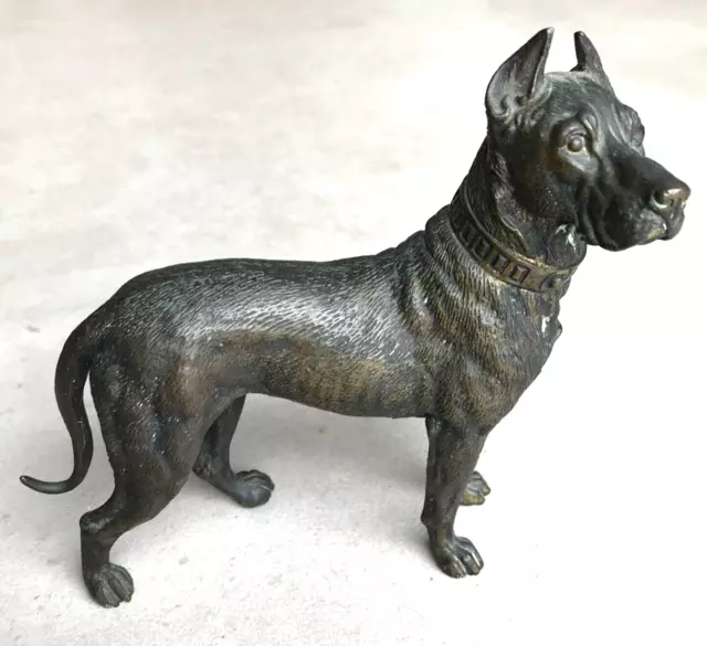 Bronze CHIEN signé M.S. Animalier antique vintage