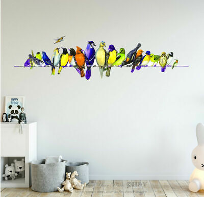 Birds On Wire Wall Sticker Vinyl Decal Kids Home Nursery Decor Art Mural Gift