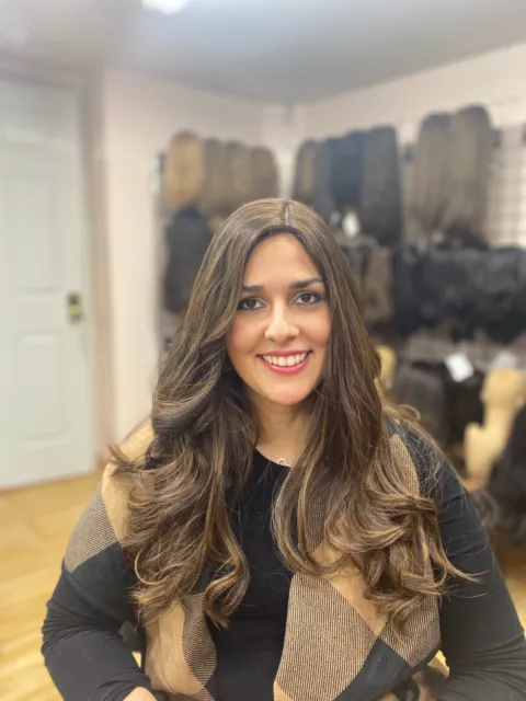Malky Wig Sheitel European Multidirectional 26" Dark Brown with Highlights 8/4 Malky Wig Sheitel European Multidirectional 26" Dark Brown with Highlights 8/4