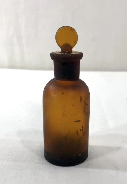 Antique Amber Satin Glass Apothercary Bottle Millville MWB bottle 3.5”