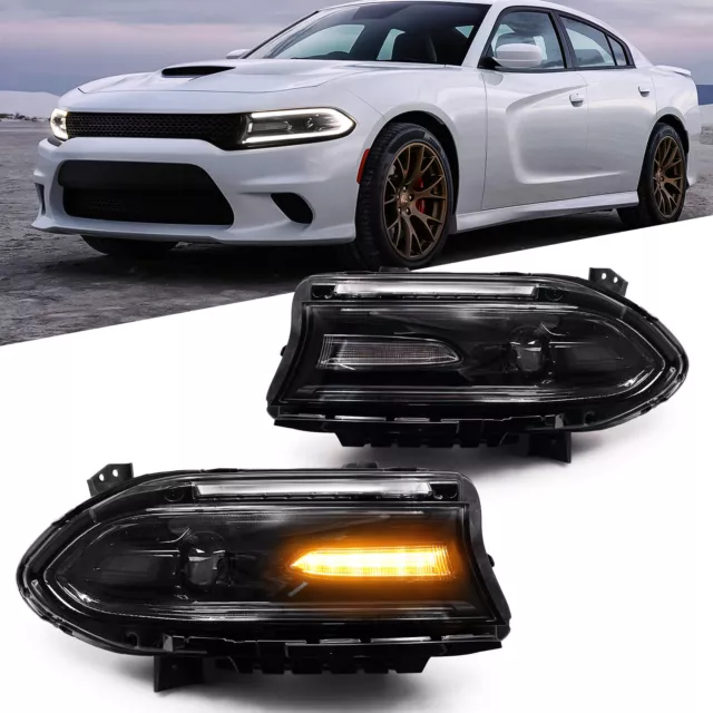 For 2015-2020 Dodge Charger HID Xenon Projector Headlights w/LED DRL headLamps