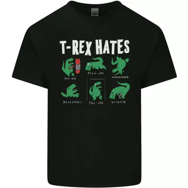 T-Rex Hates Funny Dinosaurs Jurassic Gym Mens Cotton T-Shirt Tee Top