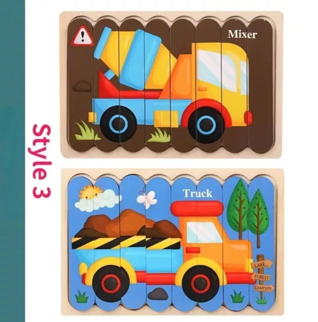 Truck / Mixer Double Sided Strip 3D Puzzles for Toddlers. Style 3 only