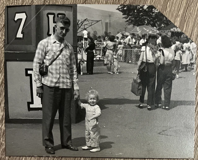 Original 1940s Photo Uncle & Toddler Boy at Kennywood Park Pittsburgh PA