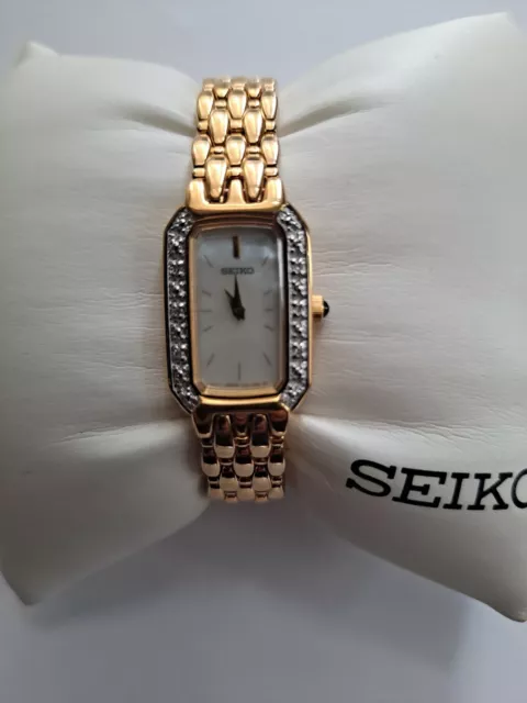 VINTAGE SEIKO 14K Solid Yellow Gold With Real Diamonds Woman Watch  $1, - PicClick