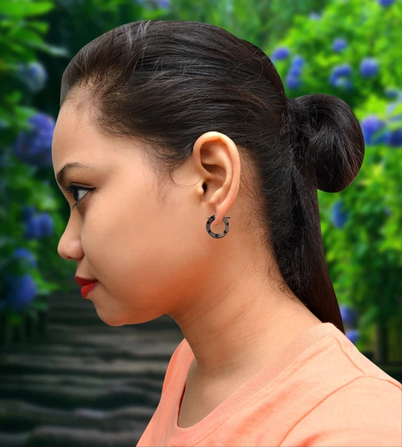 A Pair of Black Natural Wood USA Handmade Organic Coconut Wooden Earrings EAR381