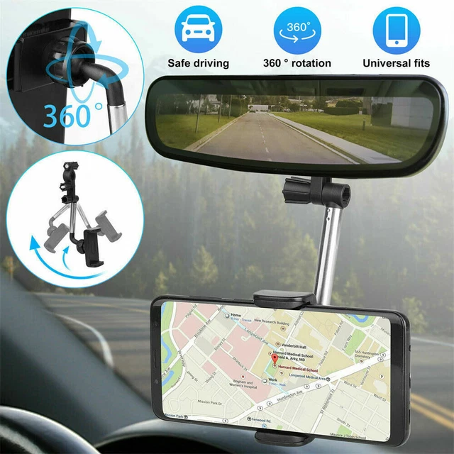 360° Car Universal Rear View Mirror Mount Holder Stand Cradle For Cell Phone GPS