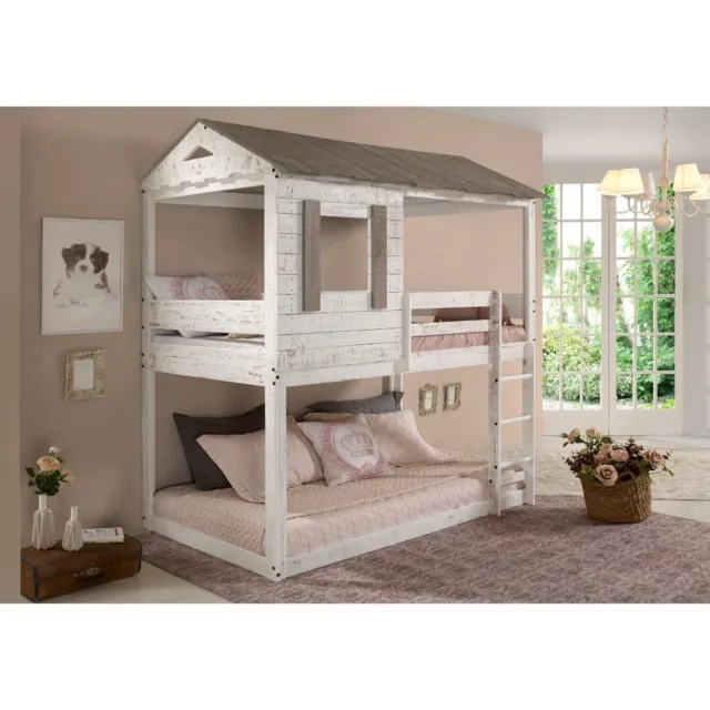 ACME Furniture Darlene Twin/Twin Bunk Bed, Rustic White 38135