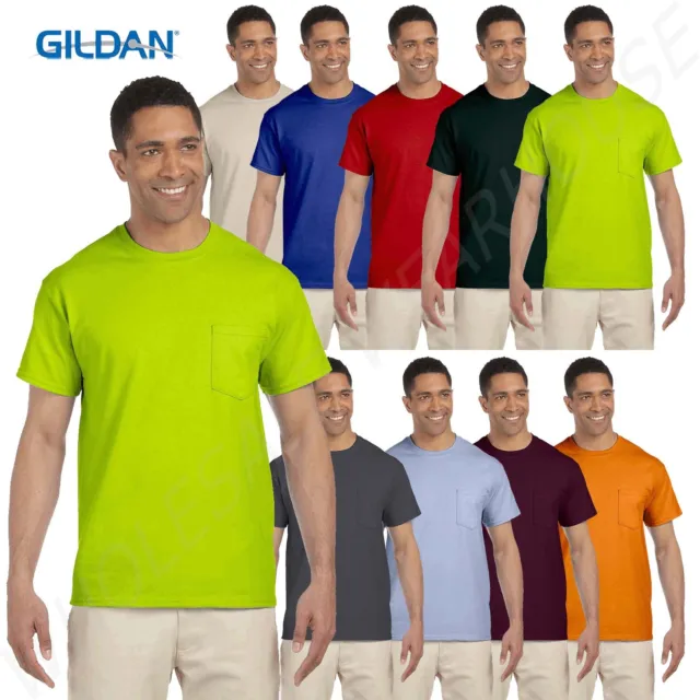 Gildan Mens T-Shirt Pocket Short Sleeves Ultra Cotton 6 oz  S-XL M-G230