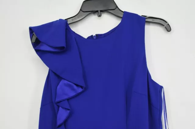 Carmen Marc Valvo Womens Cobalt Blue Infusion Ruffle Shoulder High Low Gown $395 3