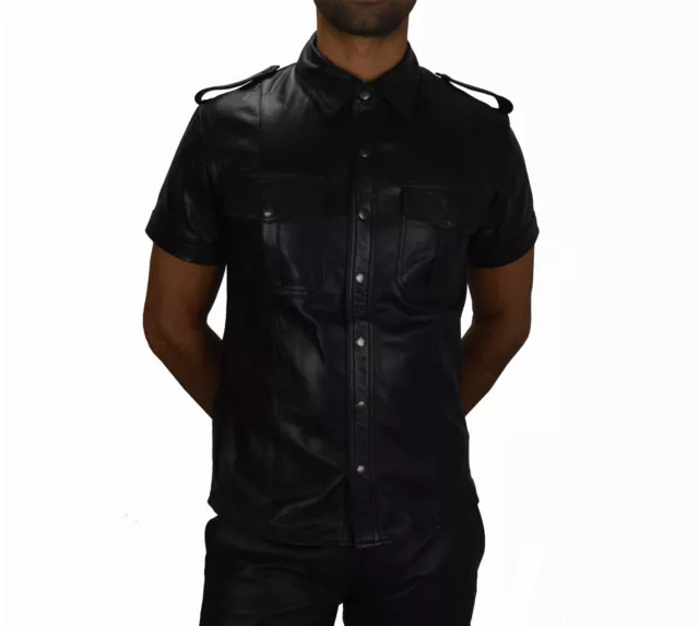 6651 awanstar real Lederhemd Slim Fit hochwertige leder hemd leather shirt