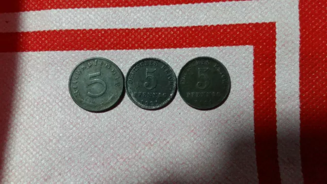 Deutsches Reich Umlaufmünze 2x 1921- 5 Pfennig  Prägeanstalt (A) 1X 5 PF.1944