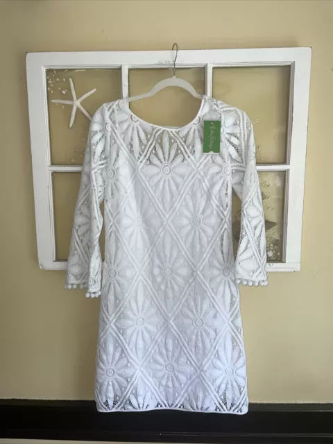 Lilly Pulitzer Topanga Dress Resort White DelRay Diamond Lace MEDIUM NEW NWT$188