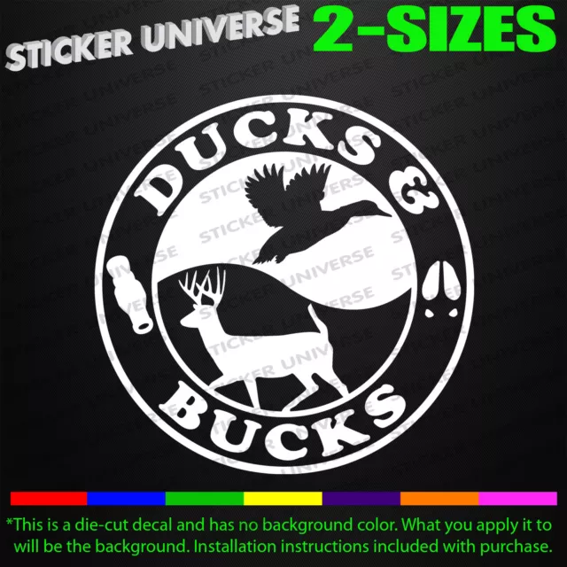 Ducks & Bucks Hunting Car Window Decal Bumper Sticker Hunting Hunt Deer Duck 222