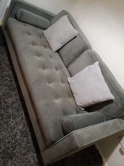 Dunelm Zoe  Grey 3 Seater Velvet Sofa