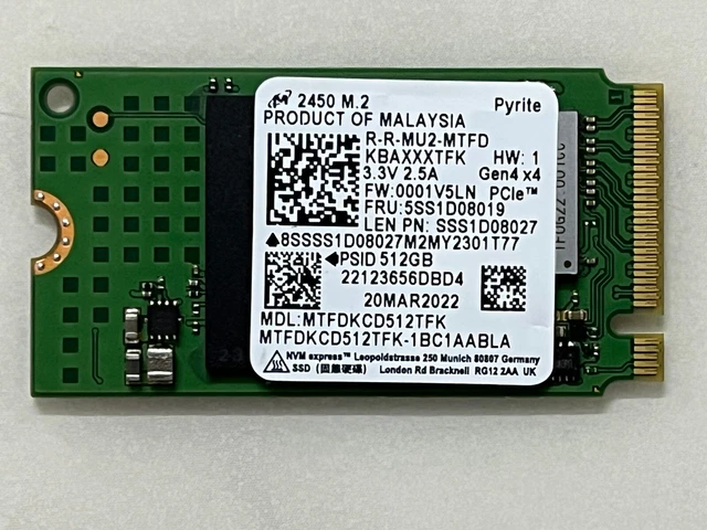 Micron 2400 512gb PCIe NVMe M.2 SSD - Gen 4x4, 2280 Form, Open Box