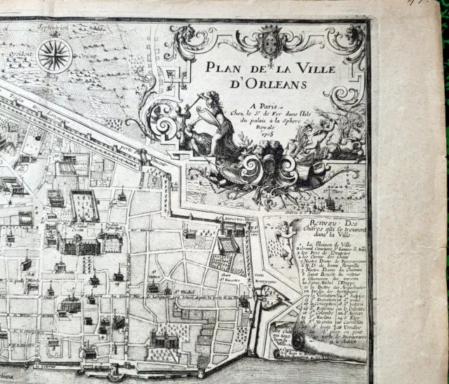 XVIII ème - Dépt 45 - Beau Plan d'Orléans par Nicolas de Fer  39 x 27 cm de 1705 2