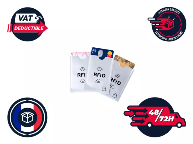 Lot de étuis de protection carte bancaire anti piratage et sans contact RFID NFC