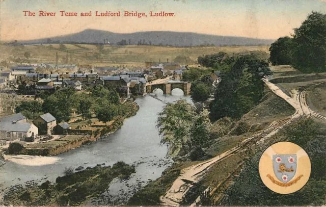 Ludlow River Teme & Ludford Bridge - Postcard