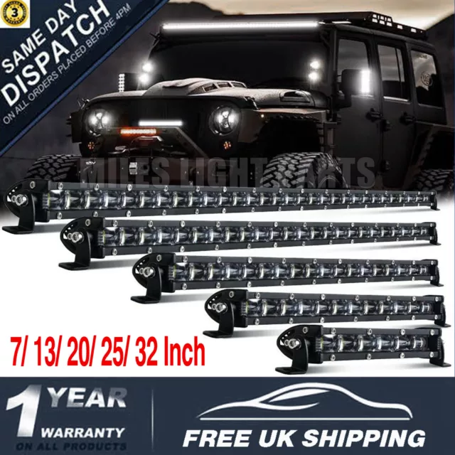 7-32 INCH Slim LED Light Bar Work Lights 4x4 12V 24V SUV ATV Offroad Waterproof