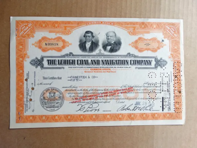 Lehigh Coal and Navigation Co. stock certificate