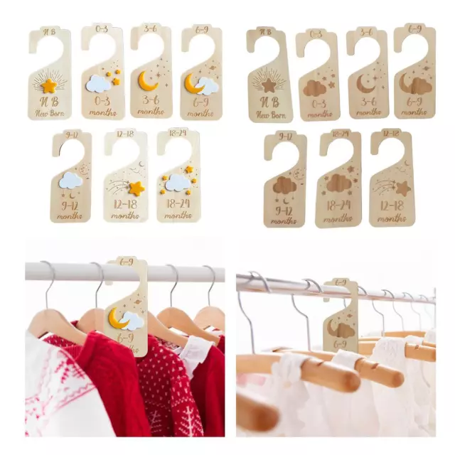 7 Pieces Baby Clothes Organizers Durable Wooden from Newborn to 24 Months Hanger
