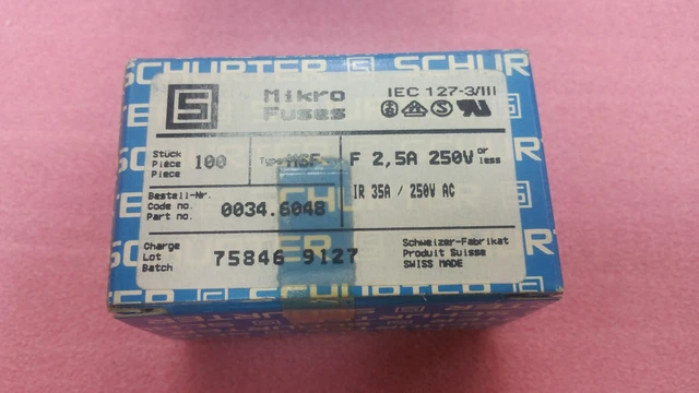 100x 0034.6048 Schurter Fusibles avec Fils (Trou Traversant) Msf F2.15A/250v