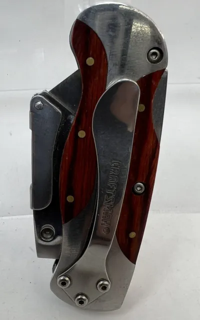 Vintage Craftsman Folding Locked Back Utility Knife Stainless Steel Wood Trim
