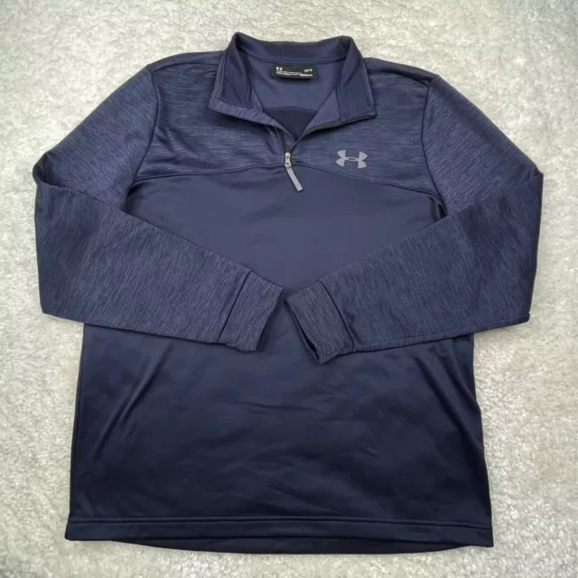 Under Armour Shirt Mens Medium Blue Long Sleeve Pullover Coldgear Sweatshirt