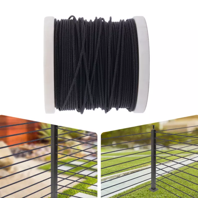 200-400ft Black Cable 1/8" Stainless Steel 316 Wire Rope Cable Railing 7X7Strand