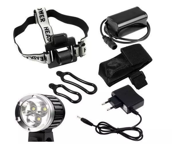 LINTERNA FOCO BICICLETA PESCA 3800LM 3xCREE XML T6 CAZA BRICOLAJE