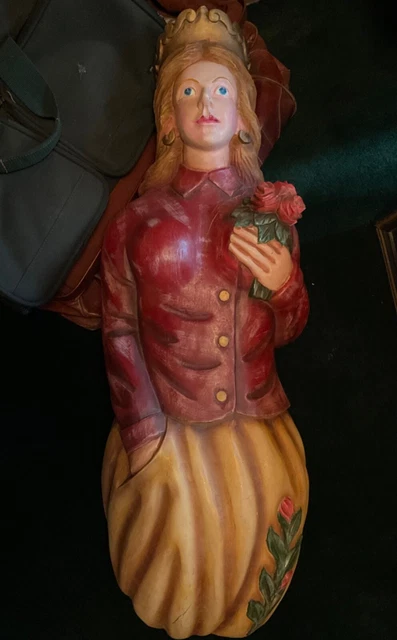 Old 36” Irish Rose Hand Carved Wood Painted Woman Boat Ship Figurehead Rare Find