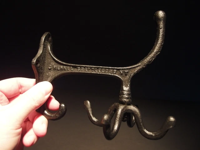 Antique Vintage Style BLACK Cast Iron Hook Rotating Bracket Spinning Coat Hanger