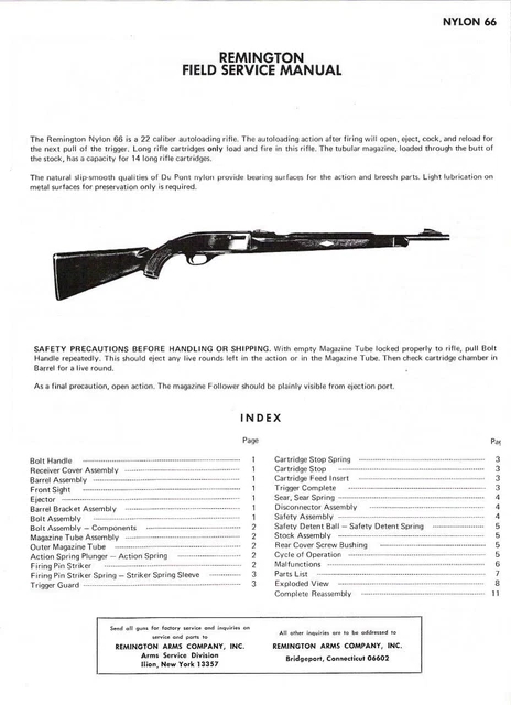 Remington® Model Nylon 76 (44 Page) Gunsmith Manual Field - Foto 4