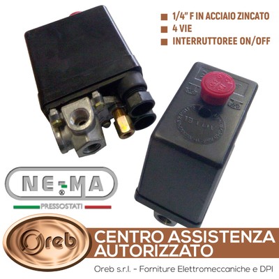 ABAC Pressostato Compressore Monofase 1 via 12 BAR max idoneo xFini Airmec Abac Valex 