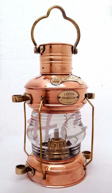 Messing & Kupfer Anker Öl Lampe Leeds Burton Nautik Maritim 35.6cm Schiff