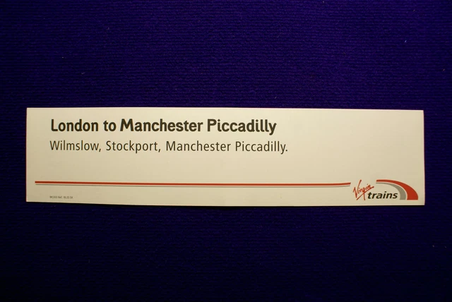 LONDON TO MANCHESTER Piccadilly Wc033 Virgin Trains Carriage Window ...