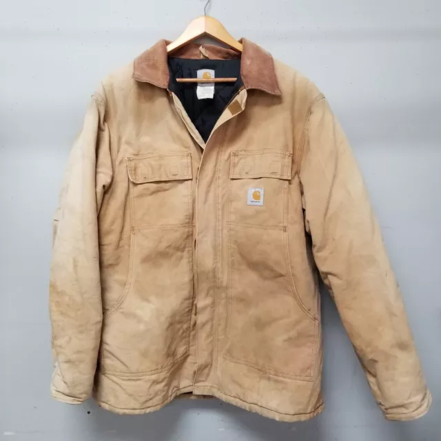 DISTRESSED CARHARTT MEN'S Brown C03 BRN Cotton Full Zip Outdoor Jacket ...