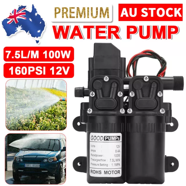 Electric 160PSI 12V Water Pump Diaphragm High Pressure Caravan Camping Boat Farm