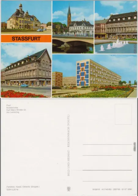 Staßfurt Stassfurt Post, Bodebrücke, Karl-Marx-Straße, Leninring 1980